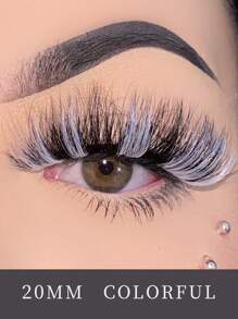 Flauschige, mehrfarbige Wimpern, 1 Paar 20mm Kunstmink-Wimpern in Naturfarbe, rot-braun-gelb farbige Wimpern für Make-up Wimpernstreifen, Wimpern, Kunstwimpern, Falsche Wimpern