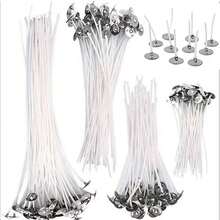 50Pcs Functional Smokeless Candle Wicks - Pre Waxed Wick With Metal Sustainer Tabs For Pillar Candle Making And DIY, 10cm/3.94in, 15cm/6in, 20cm/8in