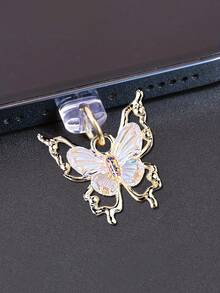 Nút chống bụi kim loại hình bướm chuyển màu, phụ kiện trang trí điện thoại chống bụi thiết kế quyến rũ - Nhiều màu - Xem 7