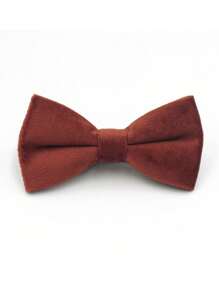 1pc Fashion Velvet Children's Solid Color Bow Tie, Double Layer Clip-On Bow Tie Suitable For Boys, Girls, Students, Performances, Parties, Casual Wear