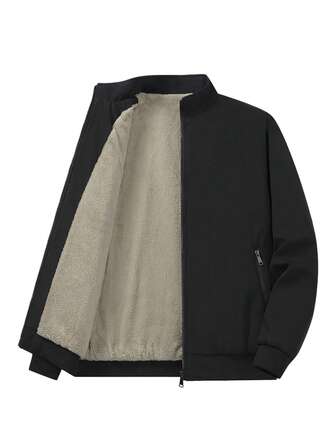 Giacca termica con collo alto, nuova giacca autunno/inverno, giacca casual con fodera termica spessa e collo alto per uomo