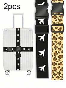 1 Set Leopard Print, Striped Luggage Strap, Cruise Luggage Tag, Adjustable Luggage Belt, Packing Strap, Reinforced Single-Letter Luggage Strap Buckle, Back To School Gift, Teacher Gift