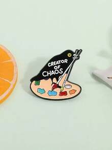 1 Stück Zinklegierung personalisierter farbiger Pinselabzeichen Stifthalter, Cartoon Brosche für Malerpinsel, Öltropfen Kleidung Accessoires Pin für Kleidung, Tasche, Charm, Schule, Büro Accessoires, Hemden, Jacken, Schmuck, Weihnachten, Halloween Kleidung Pin, lustige niedliche Lehrer Geschenke