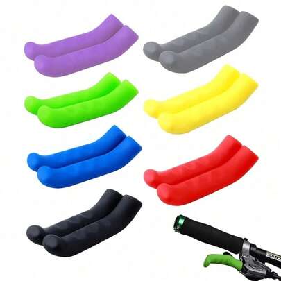2pcs Comfortable Anti-Slip Silicone Brake Lever Grips For Mountain Bikes, Road & BMX Bicycles - Shock-Absorbing, Easy To Install