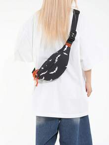 Fashionable & Versatile Women's Chest Bag, Featuring Cow, Leopard, Zebra Print Nylon Fabric, Suitable For Couples, Shoulder Bag, Crossbody Bag, Waist Bag, Sports, Commuting, Daily Use - Black - View 4