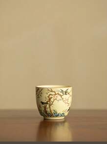 1/2 件中国风米色汝窑花鸟茶杯，中式田园图案茶杯，客人杯，品茶杯，功夫茶具，居家娱乐，乔迁礼物，奖励礼物 - 彩色 - 查看 3