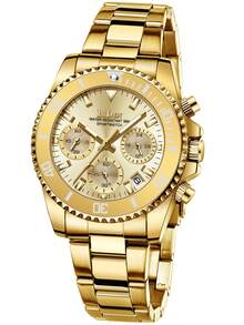 BIDEN 1 件女士手表，计时码表，防水，日历显示，不锈钢表带，时尚优雅石英女士手表 + 赠送钢带切割工具 + 赠送表盒 - 金色 - 查看 6