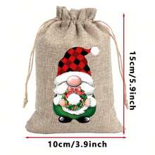 12 conjuntos de sacolas de linho para presente de Natal, sacolas com cordão de Papai Noel, adequadas para guardar presentes e joias para festas de fim de ano, adequadas para artigos de festa de Natal e Ano Novo, sacolas de linho com estampas aleatórias, adequadas para joias, doces e itens pequenos - Sacolas de armazenamento de juta faça você mesmo para festas de fim de ano e celebrações de Natal - Multicolorido - Ver 8