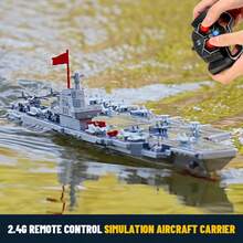 Realistic RC Aircraft Carrier - Water-Activated Launch System With Auto-Charge Alert & DIY Customization | Halloween Gifts For Boys, Cool Weird Stuff Remote-Controlled Boat Toy With Multi-Directional Navigation - 灰色 - 查看 5