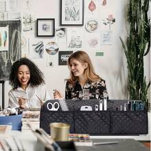 模切机盖、打印机盖、家庭办公收纳袋、绗缝纹理设计、带 3 个前袋、方便取用，适合家庭和办公室使用 - 彩色 - 查看 9