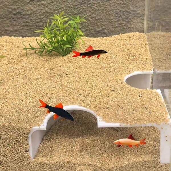 2-Hole Fish Tank Cave Tunnel Decor Plastic Shelter + Fish Tank Decoration Hideaway House | ABS Plastic Material + Fish Game And Resting Room Observation Window, Suitable For Fish Tank Decoration Pet Supplies