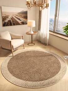 1pc Simple Round Plush Decorative Rug, Brown Round Carpet, Backing, Solid Color/Striped/Checkered Design, Suitable For Living Room, Bedroom, Office - Christmas, Halloween, Thanksgiving Indoor Decor, Decorative Rug, Bedroom Decor, Small Rug, Carpet, Home Decor, Living Room Rug, Small Living Room Rug, Bedroom Rug