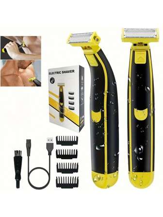 Afeitadora eléctrica para hombres y mujeres, recortadora corporal portátil con cuchilla USB para el afeitado de barba, axilas, piernas y vello del pecho