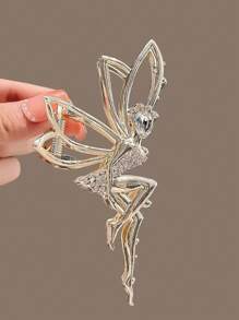 爪夹 2 件仿珍珠和水钻装饰发夹，金属爪形发夹，优雅夏季发饰秋季配饰