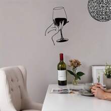 HELLOYOUNG 1 pièce Coupe à vin portative en métal Peinture murale Silhouette de coupe à vin Bar Décoration murale Décoration intérieure et extérieure Décoration de chambre Décoration de salon Décoration de restaurant Décoration de bureau Pendentif en métal, convient pour la décoration moderne de la maison, la décoration de la maison, la décoration de la pièce