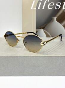 新款复古经典小框椭圆形时尚眼镜，极简主义高端朋克眼镜，适合派对、街头风格、T台椭圆形墨镜 - 彩色 - 查看 10