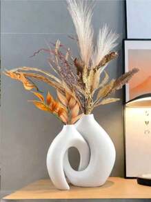 1 pieza Jarrón redondo de plástico blanco, Jarrón decorativo para flores secas, Jarrón de cerámica para pasto pampa, Jarrón multicolor para flores, Jarrón redondo, Jarrón blanco para flores artificiales, Jarrón decorativo, Soporte para flores secas, Jarrón para flores frescas, Jarrón para flores en maceta, Jarrón de suelo, Jarrón con forma de libro, Decoración de sala de estar, Decoración de dormitorio, Decoración del hogar, Jarrón antivuelco, Jarrón para flores artificiales