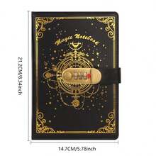 1 PU 密码锁笔记本，100 张/200 页，两种款式，金色/银色，学习用品，文具用品，办公用品 - A5 - 查看 14