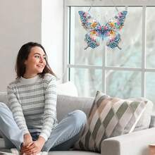Unique Acrylic Diamond Art Butterfly Wreath - Asymmetrical Mosaic Decor, Suitable For Bedroom, Study And Home Windows - Creative Handmade Gift