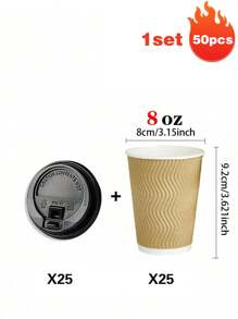 8/12/16 Oz Portable Disposable Corrugated Paper Cup With Lid Coffee Cup 5/10/20 Set Of Corrugated Wall Insulated Coffee Cups, Suitable For Hot/Cold Drinks, Takeaway Drinking Cups, Suitable For Family Office Coffee Shop Party Trips (Multi-Color Optional)