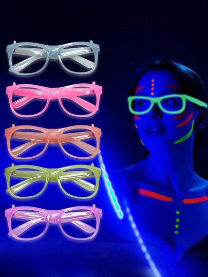 10 Pairs Of Vibrant Neon Light-Up Party Glasses | Glossy Dark Night Type, Color-Changing | Durable Plastic Frame, Suitable For Bars, KTVs, Parties, Photo Studios | Interesting And Festive Accessory, Party Accessory | Cheerful Design | Light-Up Glasses, Party Accessory
