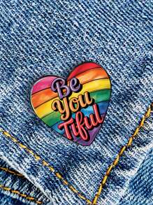 1 件 Be You Tiful 新款时尚心形指纹心形金属别针趣味复古胸针衬衫翻领教师包可爱徽章卡通别针适合爱人女朋友