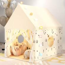 RonHam [户外休闲玩具] 趣味儿童游戏帐篷，精致公主童话城堡，米色和粉色两种款式，游戏屋帐篷，儿童秘密基地和睡觉帐篷，便携式娱乐游戏屋，送给孩子的理想节日礼物，圣诞礼物，沙滩玩具，不含配件和灯具