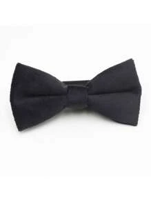 1pc Fashion Velvet Children's Solid Color Bow Tie, Double Layer Clip-On Bow Tie Suitable For Boys, Girls, Students, Performances, Parties, Casual Wear