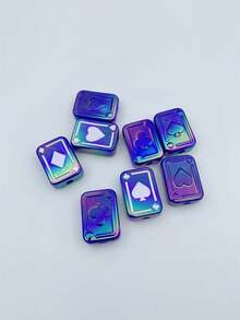 10 chiếc ngẫu nhiên phong cách mới đầy màu sắc nhỏ giọt dầu chơi bài Acrylic sơn UV lỗ trung tâm hạt phụ kiện trang sức tự làm, thích hợp cho dây đeo điện thoại, bút và trang trí - Nhiều màu - Xem 14