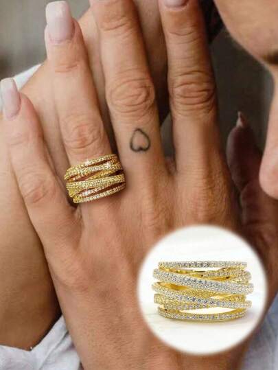 1pc Vintage Multi-Layer Cross Ring, 925 Sterling Silver, Elegant Jewelry Gift For Women On Valentine's Day