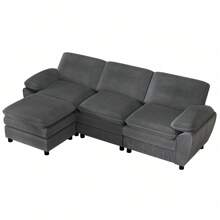 Divano combinato con poggiapiedi, divano modulare, divano in velluto con poggiapiedi rimovibile, divano per il soggiorno, design modulare