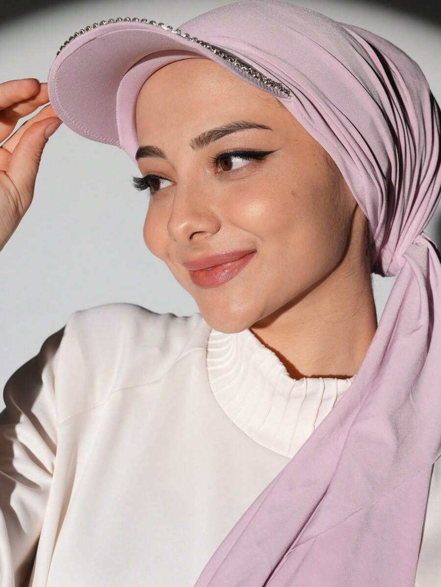 1 件夏季棒球帽配围巾，轻质雪纺围巾帽，多功能防晒围巾帽，透气，适合夏季宗教集会，时尚中东风格