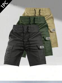 男士训练工装短裤 - 1 条轻质冰丝面料，宽松抽绳，适合健身、慢跑和休闲穿着