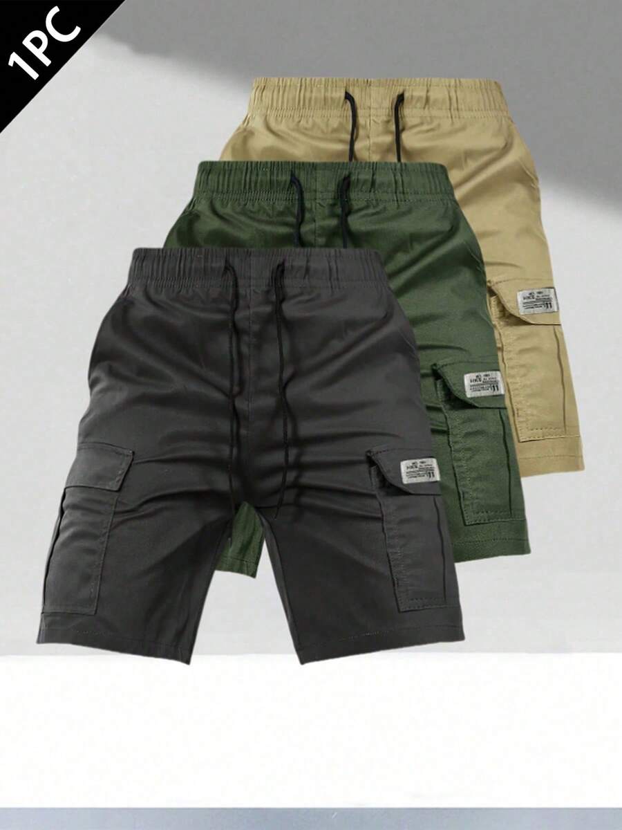 男士训练工装短裤 - 1 条轻质冰丝面料，宽松抽绳，适合健身、慢跑和休闲穿着