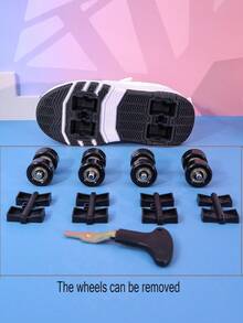 Kids Roller Skate Shoes With 4 Wheels, Detachable/2-In-1 Roller Sneakers, Lace-Up Athletic Shoes For Girls And Boys, Youth Leisure Sneakers - Black - View 9