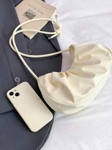 时尚轻巧的新月形褶皱商务包，适合少女、大学生、年轻专业人士和办公室职员，非常适合办公室、学校、工作、商务活动、通勤、户外活动、旅行和社交场合