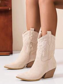 Women's Classic Western Boots - Beige - View 1