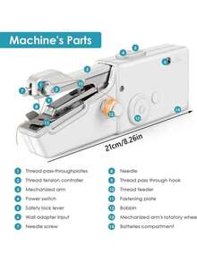 1 Set Portable Handheld Sewing Machine Kit With 36 Bobbins, Electric And Manual Sewing For DIY, Clothing And Travel, Includes Random Color Accessories, Handheld Sewing Stapler Small Easy Sewing Machine Beginner Travel Mini Tailor Sewing Embroidery Tool Equipment Heavy Duty, Multiple Colors To Choose From - Multicolor - View 8