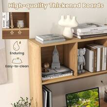 Desk Hutch, Desktop Shelf With 4 Shelves, Desk Bookshelf W/Anti-Toppling Devices, Wood Table Top Bookshelf Organizer, Small Desk Shelf For Study, Office, Dorm (Natural, 4 Shelves) - 自然的 - 查看 6
