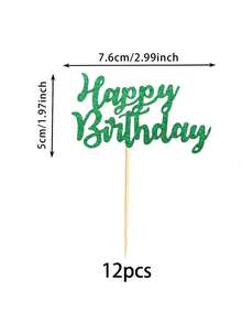 12pcs/Set Happy Birthday Cupcake Toppers For Birthday Party
