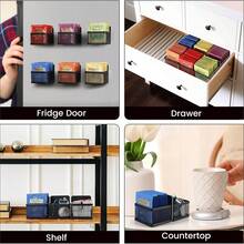 1 szt. magnetyczny uchwyt na torebki herbaty – metalowy organizer z siatki do lodówki, na blat lub półkę kuchenną – rozwiązanie do przechowywania bez kontaktu z żywnością