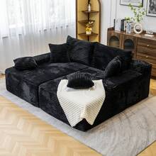 72" Oversized Cloud Sectional Sofa Bed, Double Lounge Chaise, No Assembly Required, Boneless Fluffy Couch With Plush Cushions, Modern Sleeper Loveseat For Small Space, Living Room, Apartment, Movie Night - 黑色 - 查看 9