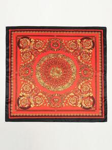 1 件波西米亚风佩斯利印花链条图案头巾女士围巾女士大方形围巾头巾、发带、头带非常适合装扮 - 米色 - 查看 2