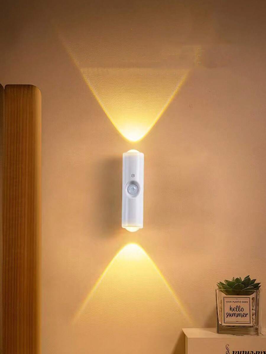 New Magnetic Wall Light Rechargeable Night Light, Smart Motion Sensor Light, Self-Adhesive Hillside Dual Cat Eye Atmosphere Lamp For Stairs, Indoor, Outdoor, Balcony