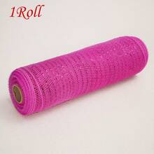 1/2 Rolls Deco Mesh Ribbon - 10inch X 30 Feet Each Roll Metallic Foil Mesh Ribbon For Wedding, Birthday,Halloween, Thanksgiving, Christmas, New Year DIY Gift Decorationand Home Decorating