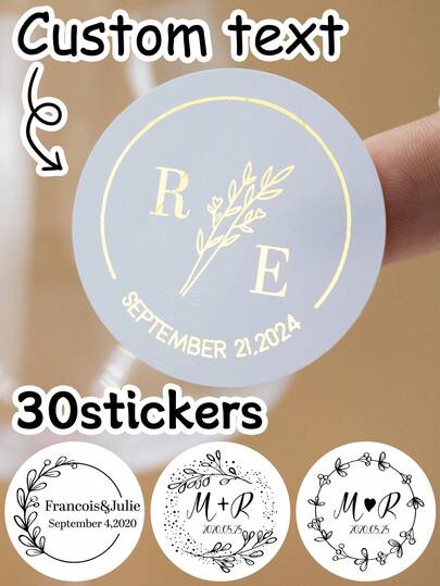 30-240 Piezas Pegatinas de boda personalizadas, Etiquetas con nombre personalizado, Pegatinas redondas con texto personalizable, Pegatinas personalizables de agradecimiento, Baby Shower, Negro, Dorado, Regalos de cumpleaños, Accesorios de boda, Decoraciones de fiesta, Novia y novio, Día de San Valentín, Cajas de regalo, Invitación, Aniversario, Novia, Mamá, Familia, Para útiles escolares, Vuelta al cole