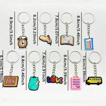 9 件学校学习系列 PVC 软橡胶钥匙扣，适合开始和毕业季节，时尚包包，配饰，派对礼物，挂饰，钥匙扣汽车配件可爱哥特 Y2k
