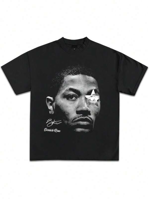 D Rose All Stars Graphic T-Shirt Y2K Vintage Basketball Rap Premium Heavyweight Shirt For Men & Women 220g Pure Cotton Single-Sided Printed Round Neck Short Sleeved T-Shirt