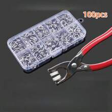 50/100 piezas Kit de botones a presión de metal vibrantes y duraderos con alicates, adecuado para principiantes y profesionales para manualidades DIY, ropa, bolsos, suministros de costura