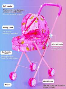 迷你可折叠玩具推车，经久耐用，适合客厅使用，促进亲子互动，角色扮演游戏，是送给女孩的绝佳礼物。